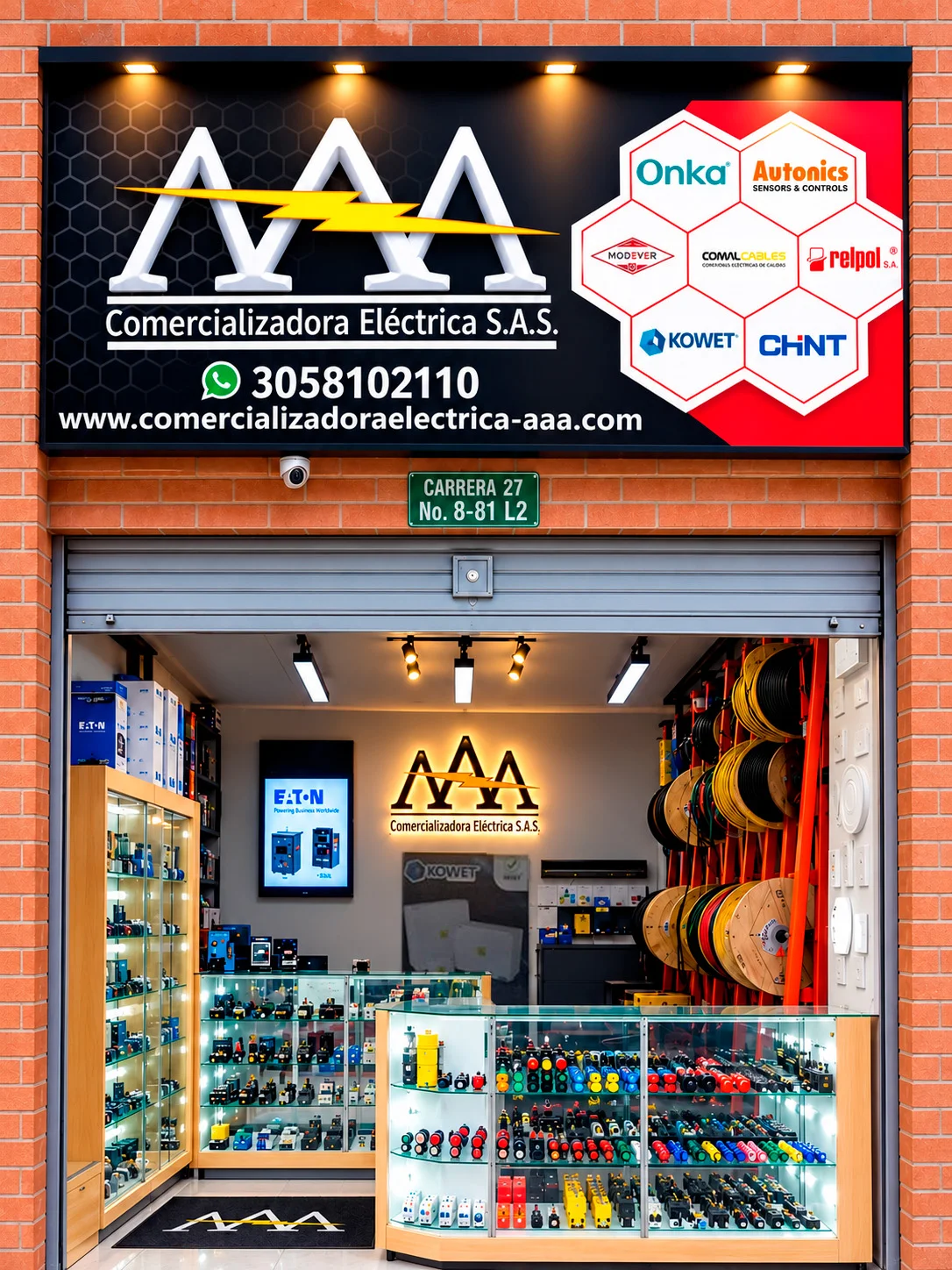 Fachada y local de Comercializadora Eléctrica AAA S.A.S.